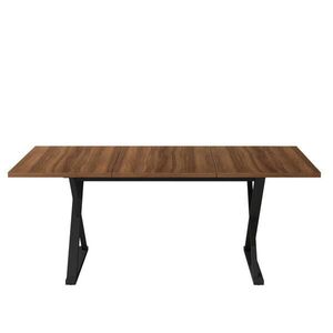 OKWISH JÍDELNÍ stůl 180/90/75 cm ořechová/černá z MDF s kovovými nohami pro 6–8 osob obraz