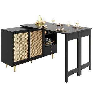 OKWISH BAROVÝ stůl 107/40/71, 4 cm černý z MDF otočný a rozkládací s úložným prostorem obraz