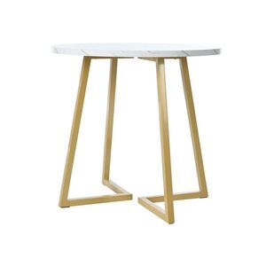 OKWISH JÍDELNÍ stůl 80/75 cm bílý z MDF a kovu s mramorovým dekorem obraz
