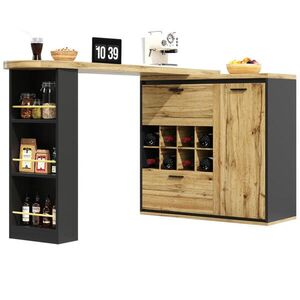 OKWISH JÍDELNÍ stůl 138-220/39/105 cm dekor dřeva z MDF a kovu s výsuvnou deskou a úložným prostorem obraz