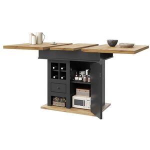 OKWISH JÍDELNÍ stůl 110-140/80/75 cm černá/přírodní z MDF rozkládací s úložným prostorem obraz
