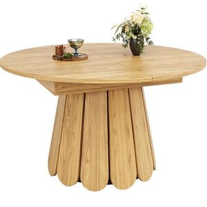 OKWISH JÍDELNÍ stůl 118-158/118/76, 8 cm přírodní z MDF rozkládací obraz