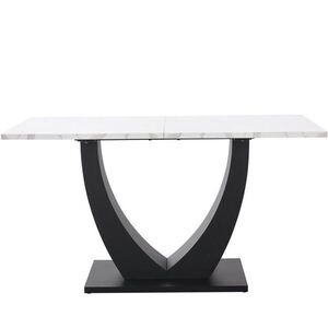 OKWISH JÍDELNÍ stůl 140/75/75, 5 cm bílá/černá z MDF a kovu s mramorovým dekorem a nastavitelnými nožkami obraz