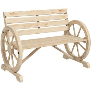 Modfu ZAHRADNÍ lavice z jedlového dřeva 105x56x79 cm přírodní s opěrkami a kolečkovým dekorem, nosnost 240 kg obraz