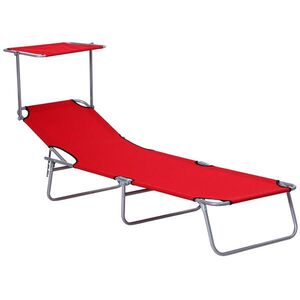 Modfu ZAHRADNÍ lehátko z kovu 187x58x36 cm červené s nastavitelnou stříškou, skládací a lehké obraz