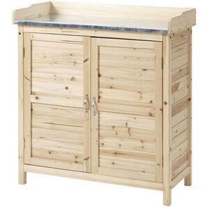 Modfu ZAHRADNÍ skříňka z masivního smrkového dřeva 83x40x92 cm přírodní s pracovní deskou obraz