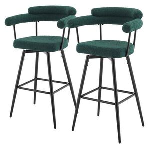 ML-DESIGN BAROVÉ STOLIČKY, sada 2 ks, otočné, tmavě zelené s plyšovým potahem, výška 76 cm obraz
