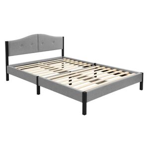 ML-DESIGN ČALOUNĚNÁ POSTEL 140x200 cm šedá s roštem a lněnou látkou obraz