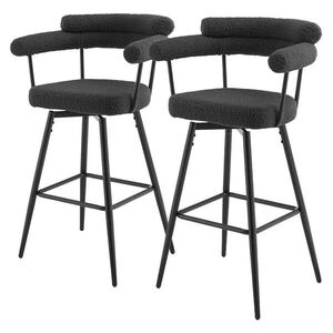 ML-DESIGN BAROVÉ ŽIDLE, otočná, 2 ks, tmavě šedá s plyšovým potahem, výška 76 cm obraz