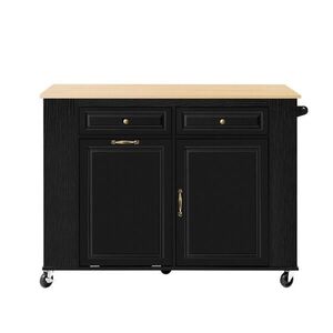 Redom KUCHYŇSKÝ ostrůvek 120/40-70/92 cm s výklopnou pracovní deskou, úložným prostorem a zásuvkami, Černá a přírodní obraz