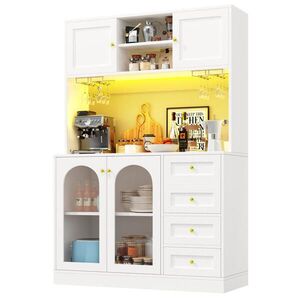 Redom BUFFET 120/40/188 cm z MDF s LED osvětlením, úložným prostorem a systémem proti převrácení, Bílá obraz