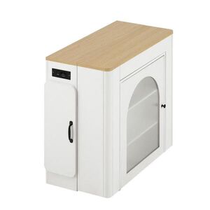 Redom KUCHYŇSKÝ ostrůvek 83/39, 6-79, 6-119, 6-149, 6/77 cm s výsuvnou deskou, LED osvětlením, USB/Type-C a úložným prostorem, Bílá/Přírodní obraz