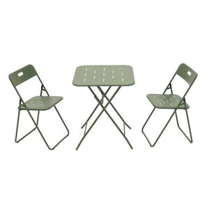 Redom ZAHRADNÍ sada 60/60/73 cm se stolem a 2 skládacími židlemi, ocel s E-coatingem pro 2 osoby, Zelená obraz