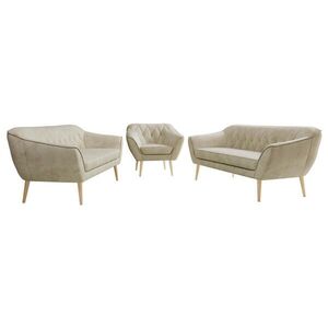 MKS SEDACÍ SOUPRAVA 3+3+1 PIRS - Béžová Samet - Dřevěné nohy obraz