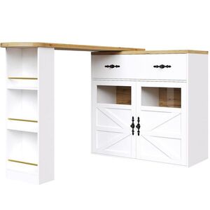 Redom BAROVÝ stůl 138–204/39/104 cm, otočný o 360° s úložným prostorem z MDF, Bílá obraz