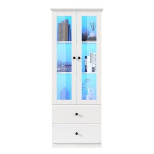 Redom VITRÍNA 60/35, 5/165 cm s LED osvětlením, USB připojením, 2 zásuvkami a nastavitelnými policemi, Bílá obraz