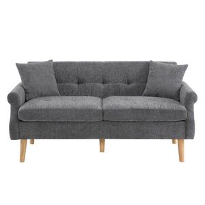 Redom DVOUMÍSTNÁ pohovka 162/74/77 cm s 15 cm sedákem a polštáři, žinylka, Šedá obraz