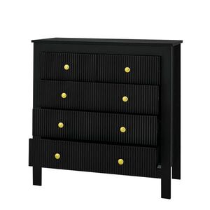 Redom KOMODA 79/39, 5/80, 5 cm s 5 zásuvkami, strukturovanými čely a zlatými úchytkami, Černá obraz