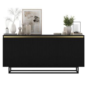 Meble Lindner KOMODA Selene 3D matná černá 167 cm s kovovým rámem obraz