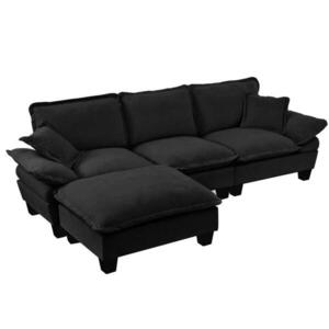 OKWISH ROHOVÁ sedací souprava 263/151/90 cm černá z chenillu s odnímatelným otomanem obraz