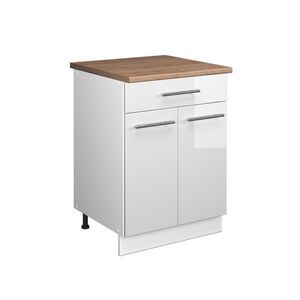 Vicco SPODNÍ SKŘÍŇKA PRO DŘEZ/VARNOU DESKU Fame-Line, Bílá vysoký lesk/Bílá, 60 cm se zásuvkou, PD Dub obraz