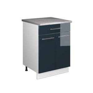 Vicco SPODNÍ SKŘÍŇKA PRO DŘEZ/VARNOU DESKU Fame-Line, Tmavě modrá s vysokým leskem/Bílá, 60 cm se zásuvkou, PD Mramor obraz