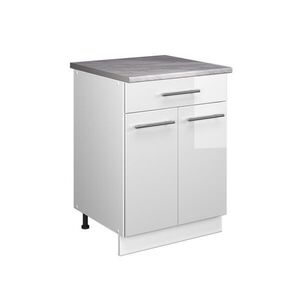 Vicco SPODNÍ SKŘÍŇKA PRO DŘEZ/VARNOU DESKU Fame-Line, Bílá vysoký lesk/Bílá, 60 cm se zásuvkou, PD Mramor obraz