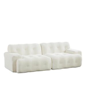 OKWISH POHOVKA 224/104/66 cm béžová z chenille s oblými hranami a prošíváním s knoflíky obraz