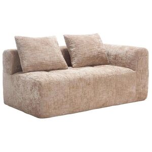 OKWISH POHOVKA 158/90/60 cm khaki z chenille s kapsami a polštářem obraz