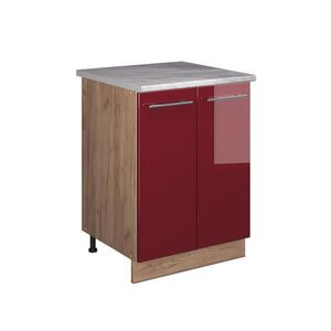 Vicco SKŘÍŇKA POD DŘEZ Fame-Line, Bordó červená vysoký lesk/Zlatý mocný dub, 60 cm obraz