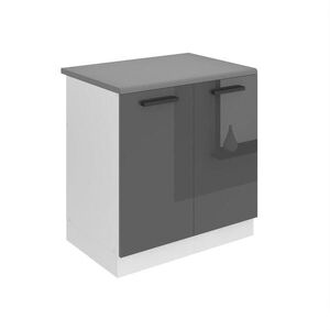 B BELINI GROUP SKŘÍŇKA POD DŘEZ 80 cm SDZ s pracovní deskou, s 2 dvířky, Stříbrná lesklá obraz