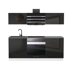 B BELINI GROUP KUCHYŇSKÝ NÁBYTEK Sophia 180 cm, s pracovními deskami, Černá lesklá obraz