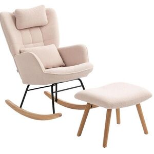 Redom HOUPACÍ křeslo s podnožkou 101, 5/70, 5/99, 5 cm, ergonomická vysoká opěrka a polyesterový potah, Béžová obraz