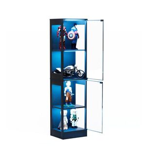 Modfu VITRÍNA z ABS 40x165x35 cm dekor akácie s LED osvětlením, pohybovým senzorem a skleněnými dvířky obraz