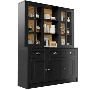 Modfu VYSOKÁ vitrína z MDF a akrylu 140x38, 5x175 cm černá s uzavřeným úložným prostorem a ochranou proti převrácení obraz