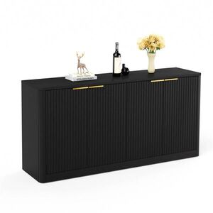 Modfu KOMODA z MDF 150x40x70, 5 cm černá se 4 dvířky, vlnitým designem a velkým úložným prostorem obraz