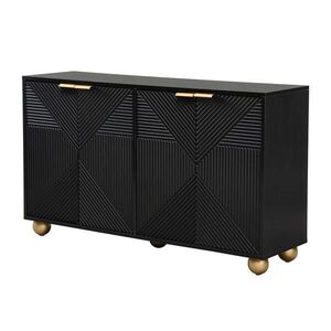 Modfu KOMODA z MDF 120x71, 5x35 cm černá se 4 dvířky, nastavitelnými policemi a gravírovaným dekorem obraz