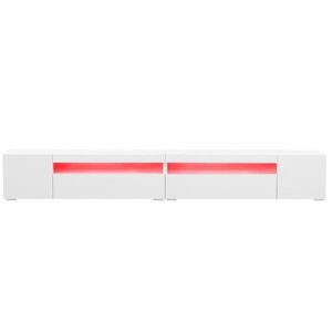 Modfu TV stolek z MDF 240x35, 5x38, 5 cm bílý s variabilním LED osvětlením a symetrickým designem obraz