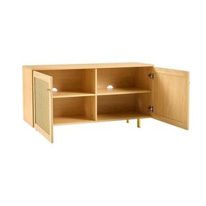 Modfu PŘÍBORNÍK z MDF 120x63x40 cm přírodní se 2 dvířky, ratanovým výpletem a kovovými nohami obraz