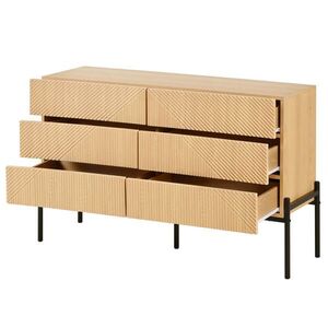 Modfu KOMODA z MDF 115, 5x75x38 cm přírodní se 6 zásuvkami a 3D geometrickým dekorem obraz