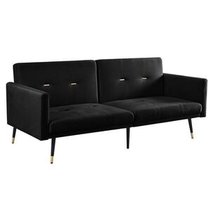 Modfu ROZKLÁDACÍ pohovka ze sametu 164x89x70 cm černá s nezávisle polohovatelnými opěrkami a funkcí lůžka pro hosty obraz