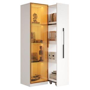 Modfu VITRÍNA z MDF 70x40x160 cm bílá s LED osvětlením a bočním úložným modulem obraz