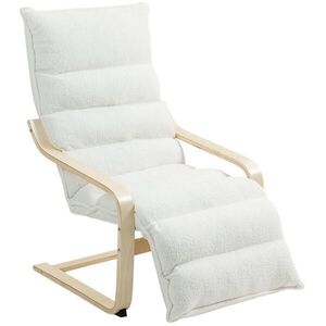 Redom RELAXAČNÍ houpací křeslo 93-114/67/105 cm s nastavitelnou podnožkou a potahem Sherpa, Bílá obraz