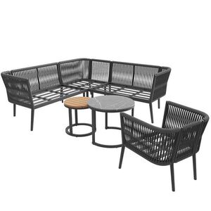 Modfu ZAHRADNÍ lounge set z kovu a Olefinu 114x61x67 cm šedý, modulární, s nastavitelnými nohami, vodoodpudivý obraz
