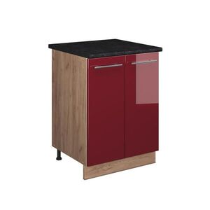 Vicco SKŘÍŇKA POD DŘEZ Fame-Line, Bordó červená vysoký lesk/Zlatý mocný dub, 60 cm obraz