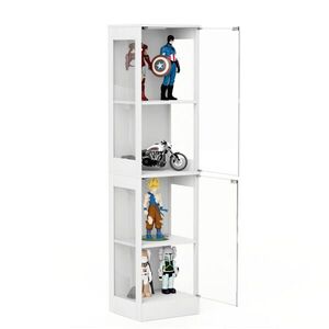 OKWISH VITRÍNA 40/35/165 cm bílá z MDF a skla s LED osvětlením a pohybovým senzorem obraz