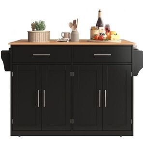 OKWISH SERVÍROVACÍ vozík 120/46(70)/91, 5 cm černá a přírodní z MDF s výklopnou deskou, kolečky a nohami obraz