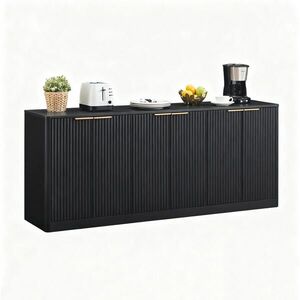OKWISH BOČNÍ skříň 170/40/70, 5 cm černá z MDF s vlnitým čelním panelem a úložným prostorem obraz