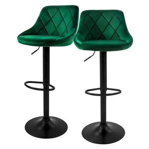 ML-DESIGN SADA 2 barových stoliček ze sametu, zelené, výškově nastavitelné/otočné obraz
