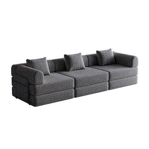 Modfu ROZKLÁDACÍ křeslo z žinylky 274x91x70 cm šedé 2 v 1 s úložným prostorem v područce a variabilním uspořádáním obraz